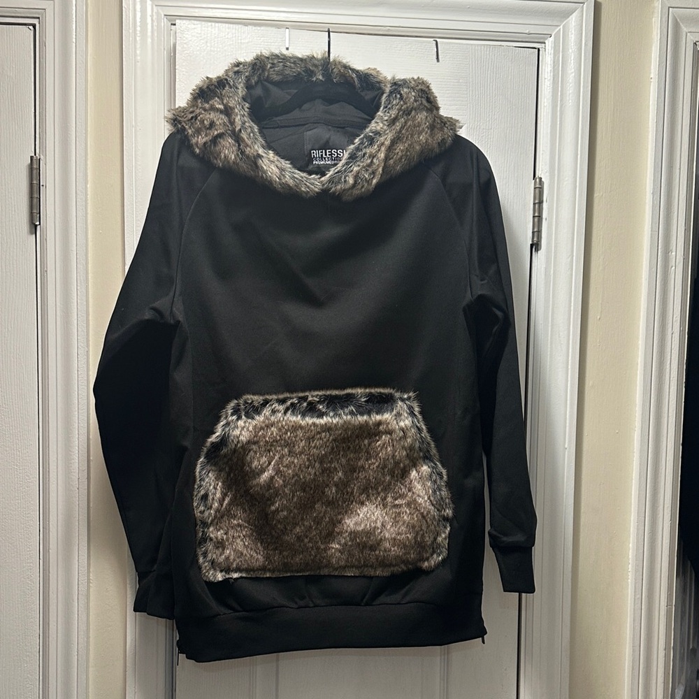 RIFLESSI Faux Fur Accents Hoodie Men’s Size M